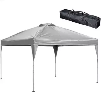 Тент ENDLESS BASE 3м x 3м поставляется со специальным чехлом для хранения Пепельно-серый 19000010 Палатка, Одно касание, [Легко собрать!] Водостойкий, Устойчивый к УФ-излучению, 3-уровневый серый