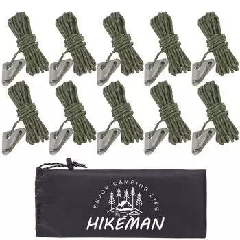 Tent Guy Tarp Reflective Load Гибкие фитинги Набор из 8 штук Camping Outdoor 10 Веревка, Веревка, Канат, Паракорд, Материал, Грузоподъемность 300 кг, В комплекте, Длина