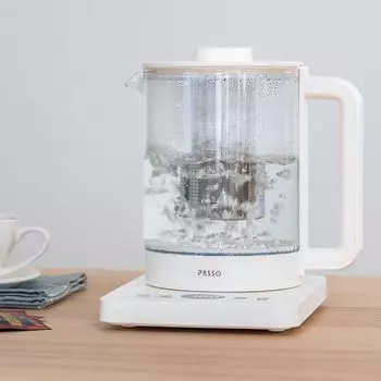 Tentsu Light Electric Glass Electric with Temperature Glass Electric 4 Hour Warm Empty Cooking Reservation Auto Tea Strain White Kettle, Kettle,