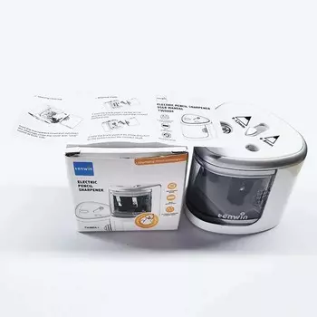 TENWIN Электрическая точилка с двумя отверстиями Быстрая заточка школьные принадлежности для карандашей 6-12 мм(Батарея в комплект не входит) серебряный