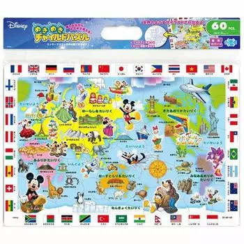 Tenyo Child Puzzle Disney Давайте поиграем с Микки Маусом и картой мира! Детский пазл из 60 деталей DC-60-145 с антибактериальным покрытием. В комплекте спец.