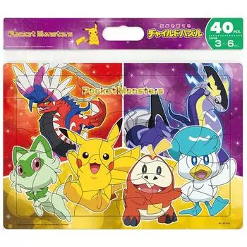 Tenyo Child Puzzle Pokemon New 40 Piece Puzzle for Children Antibacterial Coat Comes with Cleaning Cover Ages Partner! MC-40-606 3+