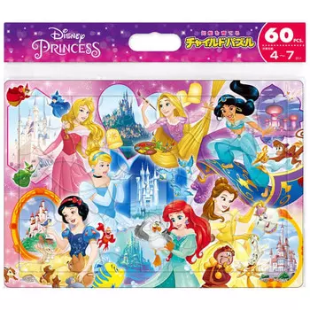 Tenyo Детский пазл Disney Disney Princess Princess Белый пазл из 60 деталей для детей DC-60-167 Антибактериальное покрытие с чистящим чехлом для детей от 4 лет