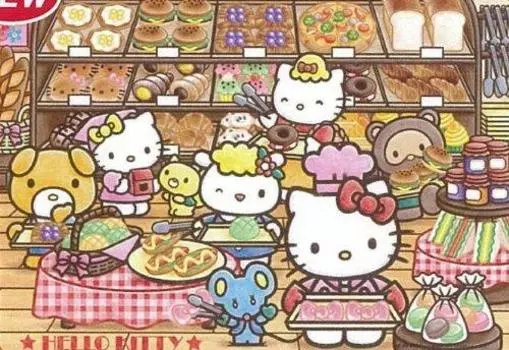 Tenyo Детский пазл Hello Kitty Fun Bakery 80 деталей Пазл для детей Антибактериальное покрытие поставляется с чистящим чехлом для детей от 5 лет и старше Kitty s
