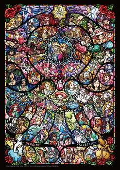 Tenyo DW-1000-005 Disney & Pixar Heroine Stained Art Small Jigsaw Puzzle (1000 Pieces)