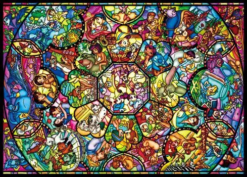 Tenyo in 2000 Piece Jigsaw Puzzle Disney All Star Stained Glass Comes with glue and spatula Service card included [Made Japan] (73x102cm) D-2000-603