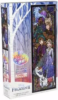 Tenyo in 456 Piece Stained Art Gyutto Series Jigsaw Puzzle Disney Frozen 2 Stained Glass Service Card Included [Made Japan] (18.5x55.5cm) DSG-456-739