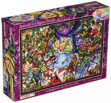 Tenyo in 500 Piece Stained Art Gyutto Series Jigsaw Puzzle Disney Alice in Wonderland Story Stained Glass x Service Card Included [Made Japan] (25