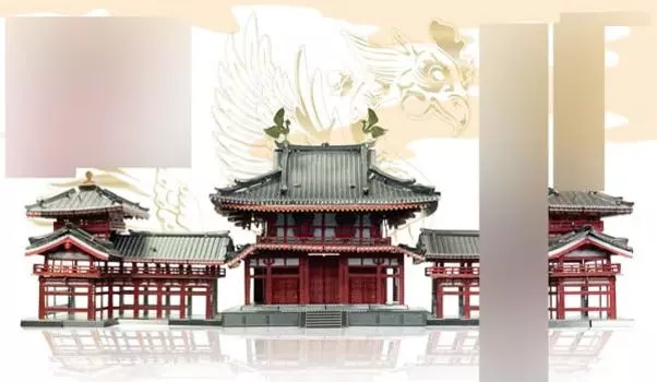Tenyo Metallic Nano Знаменитое здание Всемирного наследия Byodoin Phoenix Hall Нержавеющая сталь Без клея Тепловая температура Сверхточная лазерная поделка 3D Латунь