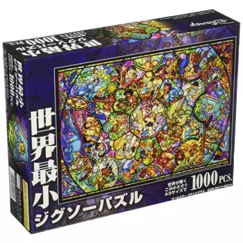 Tenyo [Сделано в Японии] 1000 самых маленьких в мире пазлов Disney All Star Stain Glass (29,7 х 42 см) DW-1000-008 поставляется с клеем и спа