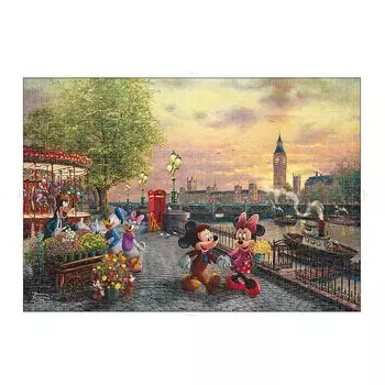 Tenyo в пазле из 1000 деталей Disney Mickey and Minnie in London В комплект входят клей и шпатель. В комплект входит сервисная карта [Сделано в Японии] (51х73,5см)