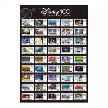 Tenyo в пазле из 1000 деталей Disney Disney100 World Stamps В комплект входят клей и шпатель. В комплект входит сервисная карта [Сделано в Японии] (51х73,5см) Д-1000-012