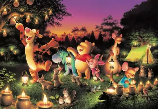 Tenyo в пазле из 1000 светящихся деталей Disney Forest Candle Party поставляется с клеем и шпателем. В комплект входит сервисная карта [Сделано в Японии] (51х73,5см)