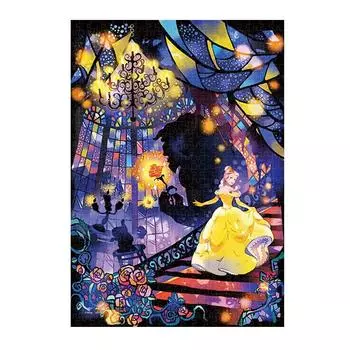 Tenyo в пазле из 500 деталей серии Gyutto с витражами Disney Beauty and the Beast В комплект входят две сервисные карты [Сделано в Японии] Сердца... (25 36см)