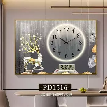 Теперь легкие роскошные настенные часы для гостиной, бытовые модные декоративные картины, вечный календарь, электронные настенные часы