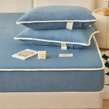 Теплая бархатная простыня Ян с запечатанными краями и формованной матовой простыней, утолщенная теплая бархатная простыня на подкладке, защита для матраса 90*200cm