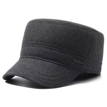 Теплая бархатная шапка с плоским верхом для мужчин среднего и пожилого возраста, защита ушей, утепленная шляпа Forward серый