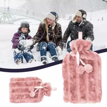 Теплая бутылка для воды с мягким плюшевым чехлом, грелка для рук, натуральное тепло премиум-класса