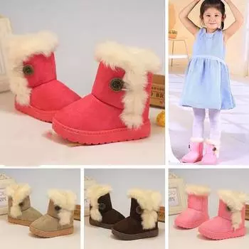 Теплая детская обувь, зимние меховые сапоги для мальчиков и девочек, утепленные зимние сапоги 21 бежевый