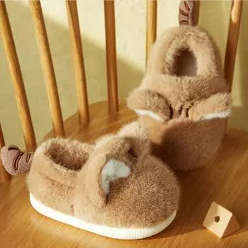 Теплая домашняя детская хлопковая сумка для обуви и детские тапочки Детские зимние бархатные туфли 23