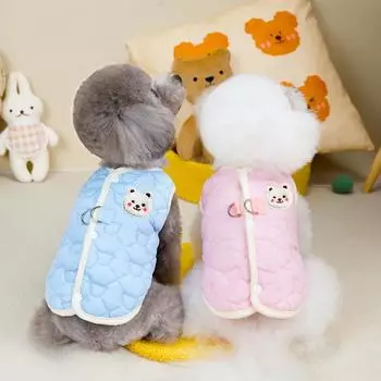 Теплая флисовая куртка для собак, жилет, зимняя одежда для собак и кошек с двойным D-образным кольцом, пальто для французского бульдога, костюм для домашних животных, одежда для мопса и пуделя S розовый