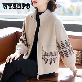 Теплая флисовая куртка для женщин - элегантное однобортное пальто с карманами, можно стирать в стиральной машине M recommends 90-52.5 kg