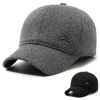 Теплая флисовая мужская зимняя ветрозащитная шапка для верховой езды, защита ушей, бейсболка для пожилых людей среднего возраста чёрный