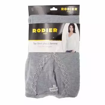 Теплая футболка с длинными рукавами и V-образным вырезом из хлопкового кружева Kalou Women RODIER M серый