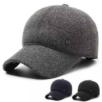 Теплая хлопковая кепка для людей среднего и пожилого возраста, мужская бейсбольная кепка из толстого бархата на осень-зиму, ветрозащитная, непромокаемая, холодостойкая темно-синий