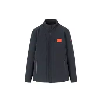 Теплая хлопковая куртка с принтом национального флага Anta на молнии и воротником-стойкой, мужские куртки, черные 152250903-1 S