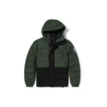 Теплая хлопковая куртка с вышитым логотипом Timberland в стиле колор-блок с капюшоном, мужские куртки зеленого цвета A2AEB-W74 XS