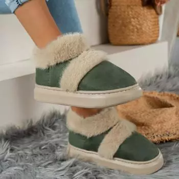 Теплая хлопковая обувь для Европы и Америки 2024 года, осень и зима, новый дизайн, толстая подошва, хлопковая обувь, повседневная женская обувь Trafza 36-37 зелёный