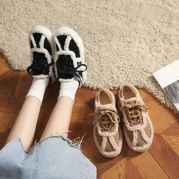 Теплая хлопковая обувь для женщин осенью и зимой 35 чёрный