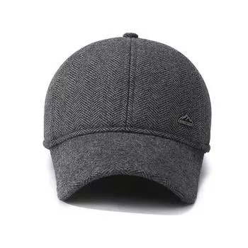 Теплая хлопковая шапка мужская ветрозащитная и морозостойкая шерстяная бейсболка модная универсальная кепка для спорта на открытом воздухе Adjustable серый