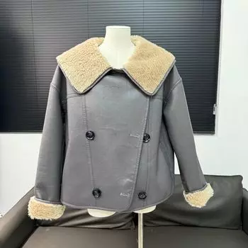 Теплая и экологически чистая меховая куртка-комбинация для женщин, зимняя новая повседневная куртка из искусственной овечьей шерсти в корейском стиле из кожи S