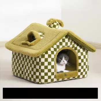 Теплая и безопасная закрытая супербольшая кровать для кошек для сна зимой 40*40*37cm