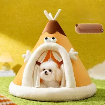 Теплая и ветрозащитная треугольная юрта-палатка для собак осенью и зимой, теплое гнездо для маленькой собачки, кошачье гнездо для питомца S (38 * 38cm )