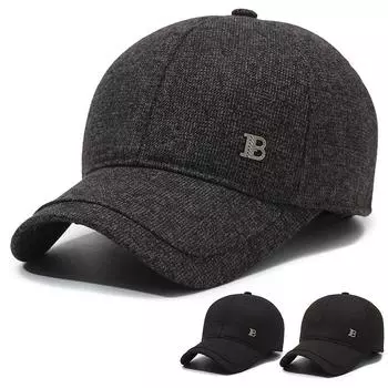 Теплая кепка мужская бейсбольная кепка для улицы зимняя бархатная ветрозащитная защита ушей для людей среднего возраста холодостойкая кепка серый