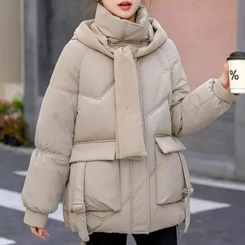 Теплая короткая парка, женское пальто больших размеров, модные свободные толстые женские зимние куртки с капюшоном M хаки