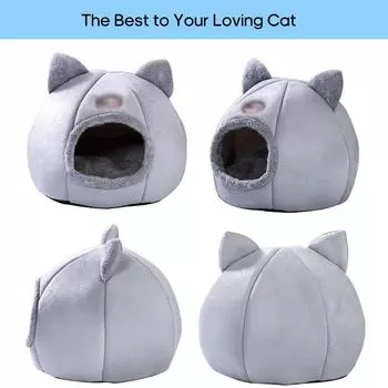 Теплая кошачья кровать, зимнее мягкое удобное гнездо для домашних животных, полузакрытое гнездо для кошек и собак M