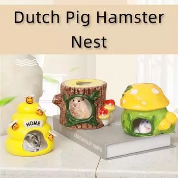 Теплая кровать для маленьких домашних животных, голландская свинья, хомяк, гнездо, еж, крыса, шиншилла, гвинейская среда обитания, мини-дом, зеленый Palm Pile
