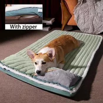 Теплая кровать для собаки, кошачий коврик для домашних животных, подушка для сна, зимняя утолщенная питомник для щенков, гнездо, флисовый кошачий домик, матрас, аксессуары для домашних животных, S-xl S