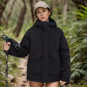 Теплая куртка для активного отдыха с хлопковой курткой Женская осенне-зимняя куртка Куртка для пары M чёрный