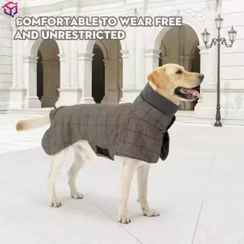 Теплая куртка для собак в английскую клетку, флисовый жилет для собак, ветровка, зимняя одежда с люверсами для натяжения, подходит для всех типов собак XS синий