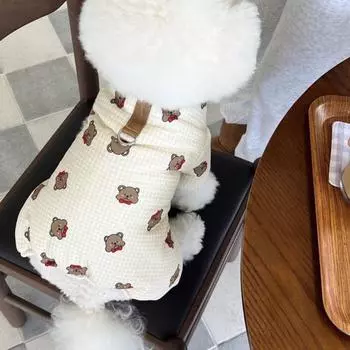 Теплая куртка для собак, зимняя одежда для четвероногих собак, комбинезон для щенков, костюм чихуахуа бишона, милое пальто для собак с принтом медведя, одежда для кошек XS