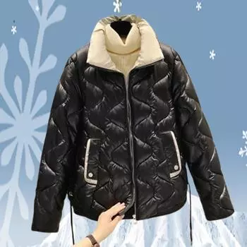 Теплая куртка из хлопка для женщин, зимняя новая мода, свободное стеганое пальто, женские большие размеры, короткие блестящие парки M белый