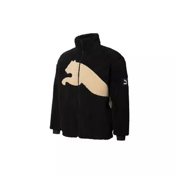 Теплая куртка из искусственной овчины с цветным логотипом Puma, мужские куртки черного цвета 848418-01 L