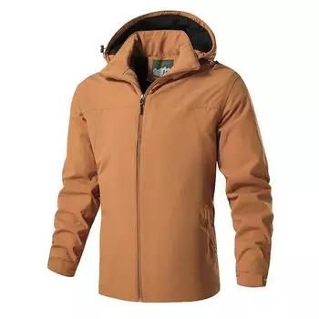 Теплая куртка мужская ветрозащитная осенне-зимняя хлопковая одежда для активного отдыха с капюшоном бархатная повседневная спортивная куртка M чёрный