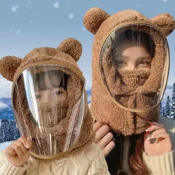 Теплая маска для верховой езды, ветрозащитная плюшевая шапка-пуловер, модные полнолицевые шапки для отдыха на открытом воздухе style 3