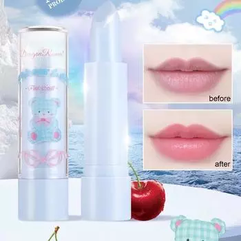 Теплая меняющая цвет помада желеобразная меняющая цвет помада увлажняющая и увлажняющая не легко выцветает милый мультфильм